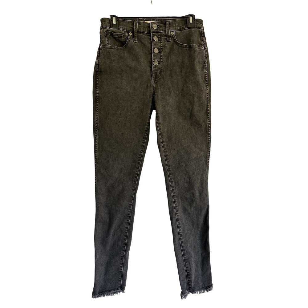 Madewell‎ Jeans Womens 27 10" High Rise Skinny Button Fly Black Denim Stretch